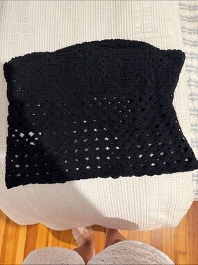 J. Crew Black Crochet strapless top
